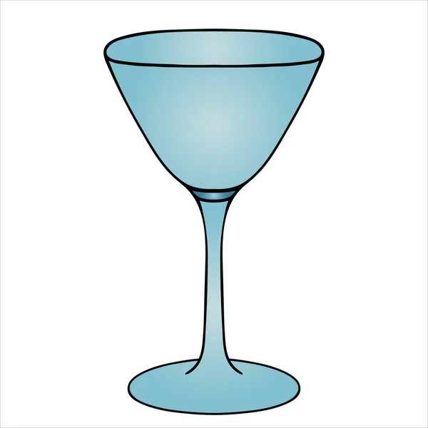 Wijnglas Martini Glas Leeg Vector Illustratie Witte Geïsoleerde Achtergrond Cartoon — Stockvector