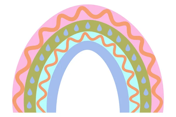 Rainbow Waves Boho Style Striking Natural Phenomenon Vector Illustration Isolated — Stock Vector