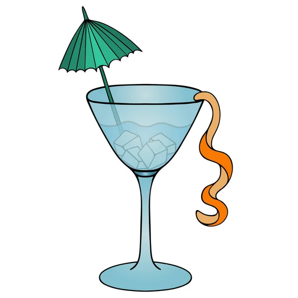 Martini Con Hielo Cóctel Refrescante Ilustración Vectorial Fondo Blanco Aislado — Vector de stock