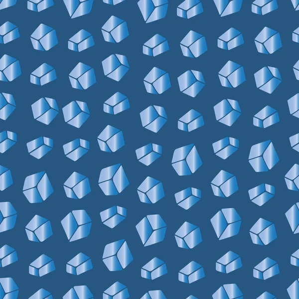 Ledové Kostky Bezešvé Křišťálové Ozdoby Obrys Izolovaném Modrém Pozadí Opakuji — Stockový vektor