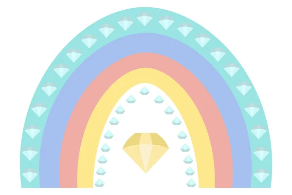 Arc Ciel Diamants Style Boho Rayures Multicolores Avec Des Motifs — Image vectorielle