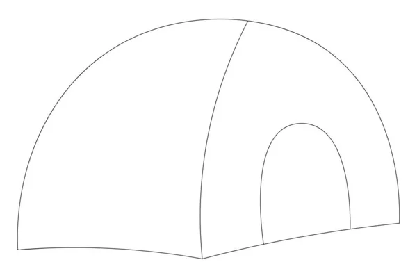 Палатка Скетч Дом Брезента Векторная Иллюстрация Контур Изолированном Белом Фоне — стоковый вектор