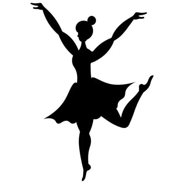Nce Balerin Dans Ediyor Zarif Bir Sanatçı Düz Stil Vektör — Stok Vektör