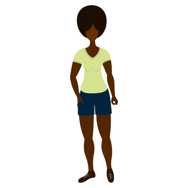 Afroamerikanerin Posiert Flacher Stil Vektorillustration Vereinzelter Weißer Hintergrund Das Sportswear — Stockvektor