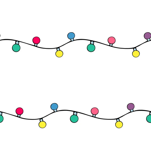 Weihnachtsgirlanden Nahtlose Horizontale Grenze Isolierter Hintergrund Endlose Vektormuster Dekorative Dekoration — Stockvektor