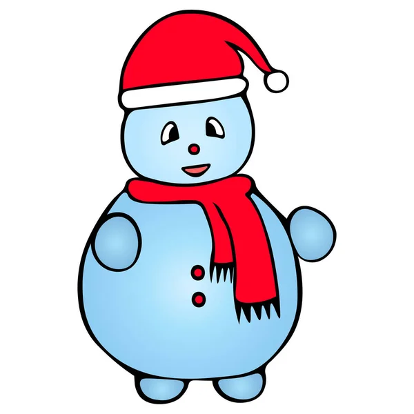 Bonhomme Neige Illustration Vectorielle Colorée Fond Isolé Cartoon Style Personnage — Image vectorielle