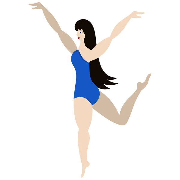 Půvabný Herec Štíhlá Baletka Tančí Plochý Vektorová Ilustrace Izolované Bílé — Stockový vektor