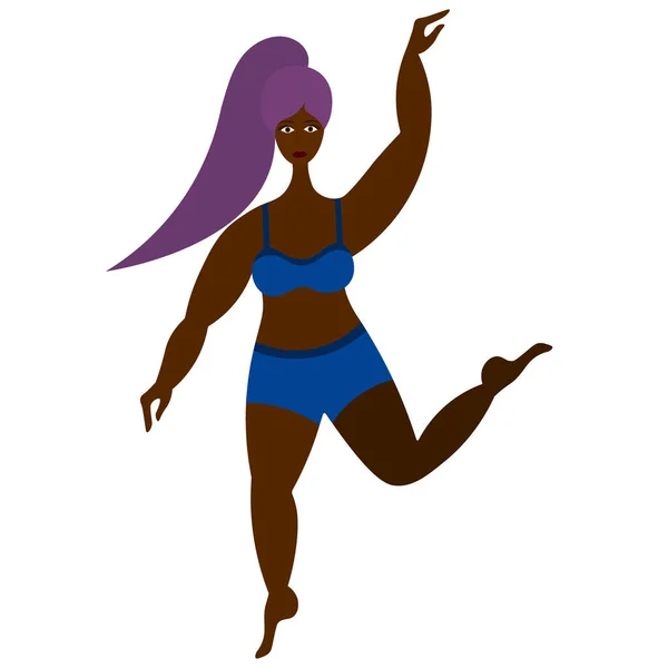 Dans Eden Afrikalı Amerikalı Kadın Çekici Kilolu Bir Model Vektör — Stok Vektör
