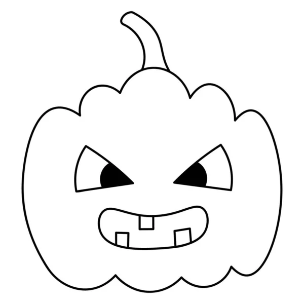 Calabaza Boceto Ominosa Mueca Símbolo Halloween Ilustración Vectorial Libro Para — Vector de stock