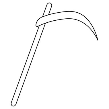 Ölüm tırpanı. Robot resim. Vektör çizimi. Keskinleştirilmiş bıçak. İzole edilmiş beyaz bir arkaplanda özet geç. Doodle tarzı. Korkunç bir alet. Cadılar Bayramı sembolü Web tasarımı için fikir. Azizler Günü.