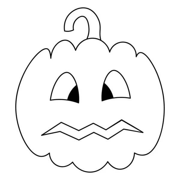 Calabaza Boceto Símbolo Halloween Una Tímida Mueca Ilustración Vectorial Libro — Vector de stock