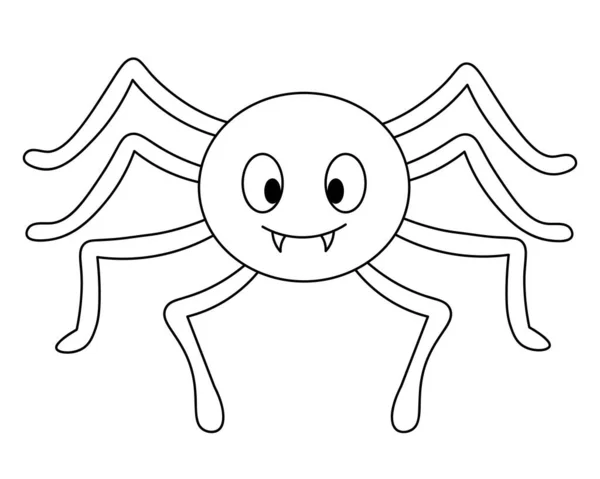 Spider Sketch Cute Toothy Vector Illustration Coloring Book Children Outline — Stock Vector
