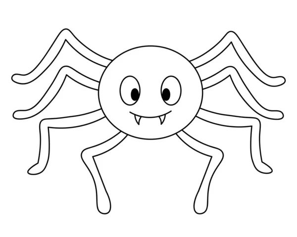 Araña Boceto Bonito Diente Ilustración Vectorial Libro Para Colorear Para — Vector de stock