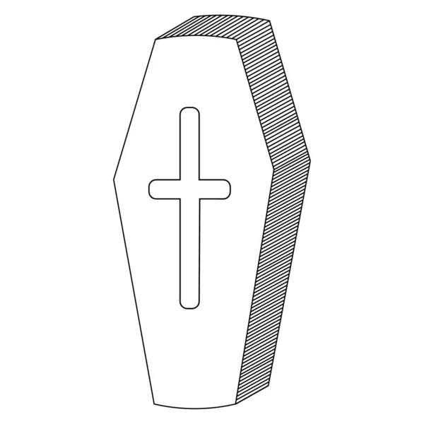 Cercueil Croquis Sarcophage Vampire Emblème Forme Croix Sur Couvercle Illustration — Image vectorielle