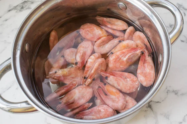 Prawns Filled Water Pot Close — Stock Photo, Image