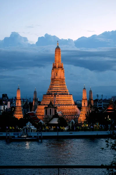 Wat Arun Tempel Van Dageraad Bij Rivier — Stockfoto