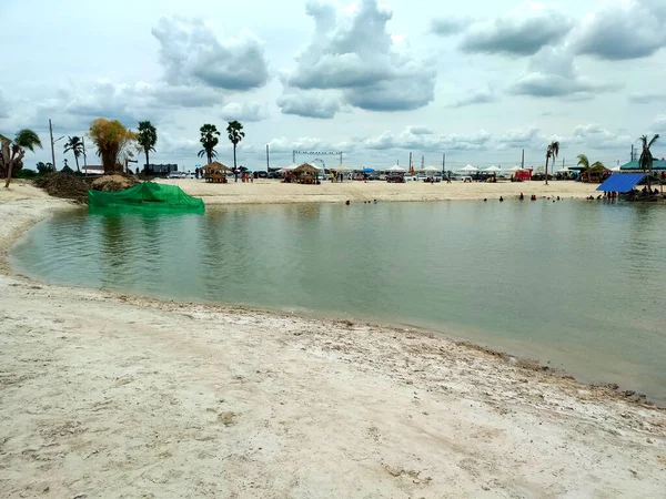 Paisagem Uma Praia Areia Branca — Fotografia de Stock