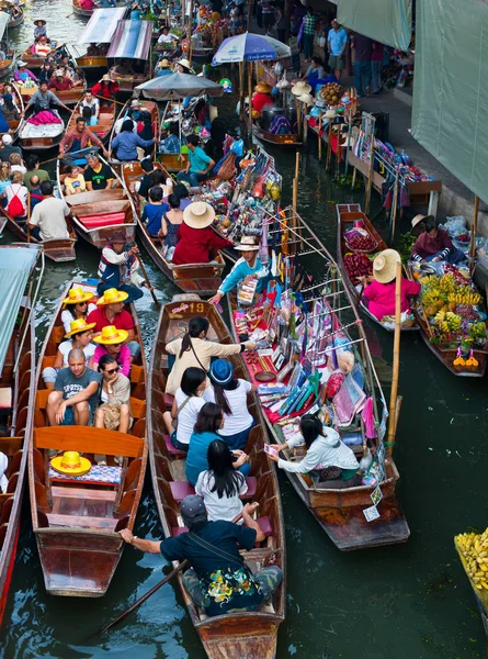 Damnoen Saduak Marzo Damnoen Saduak Floating Market Con Muchos Botes — Foto de Stock