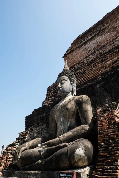 Estátua Buddha Antiga Parque Histórico Sukhothai Província Sukhothai Tailândia — Fotografia de Stock