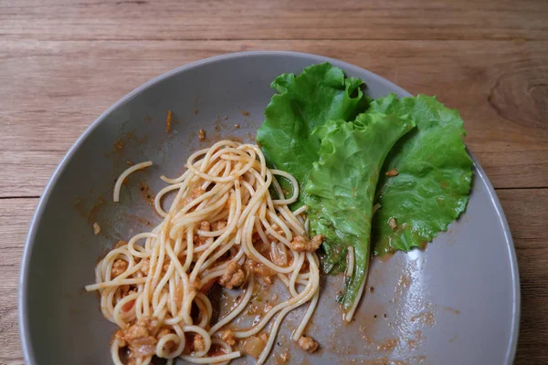 Spaghetti with tomato sauce, cafe — Stock Photo, Image