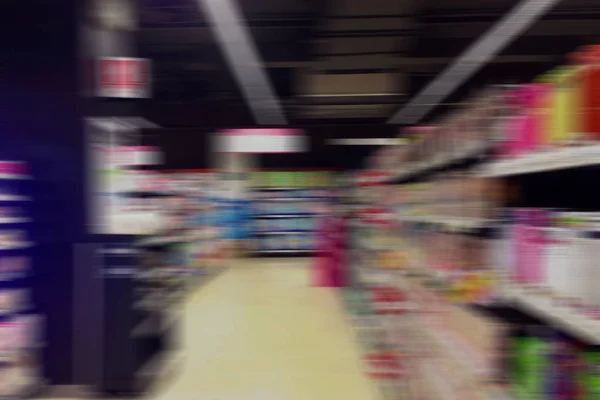 Supermercado desfocado fundo de compras — Fotografia de Stock