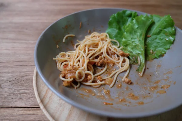 Spaghetti with tomato sauce, cafe — Stock Photo, Image