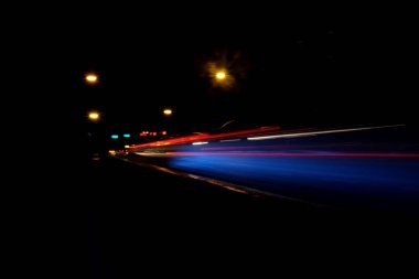 Bulanık Aydınlatma ve gece ışıkları, araç trafik hareket bulanıklığı