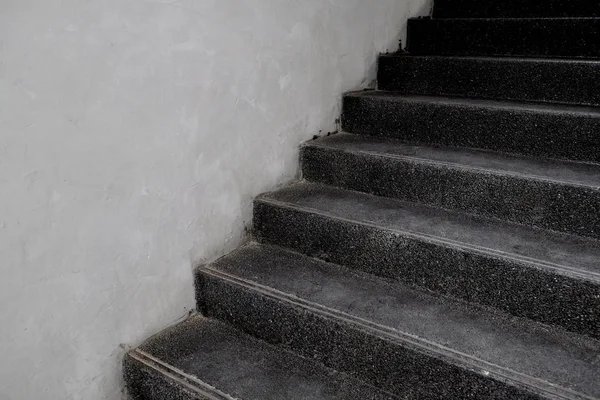 Vintage grey cement staircases - close up side view — Stock Photo, Image