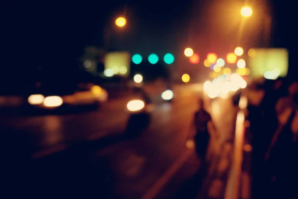 Abstract Car traffic at night. Motion blurred. Which urban city — Stock Photo, Image