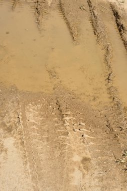 Toprak yol üzerinde tarımda kullanılan tekerlekli araçlar izleri