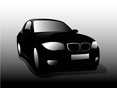 Gri arka planda araba vektörü. Vektör çizimi