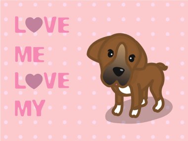 Love me love my dog vektör, karikatür tasarım