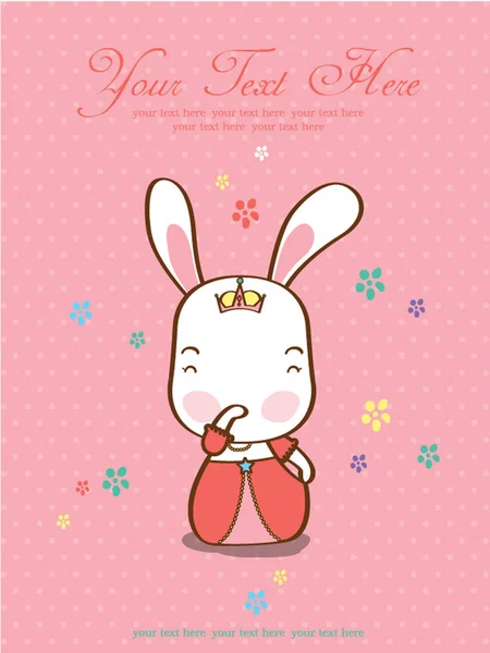 Card cute princess rabbit pink background vector illustration — Stock Vector