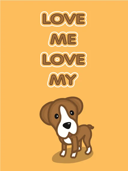 Love me love my dog vector, disegno dei cartoni animati — Vettoriale Stock