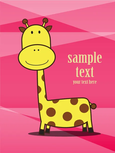 Милая открытка с жирафом на розовом фоне. векторная иллюстрация — стоковый вектор