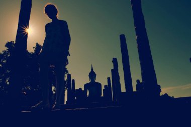 Sukhothai tarihi Park Tayland eski şehir antik