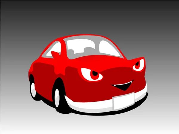 Monstre diable dessin animé voiture rouge mignon. Illustration vectorielle — Image vectorielle