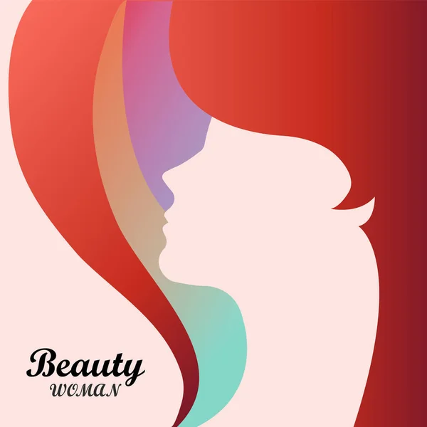 Color de pelo colorido hermosa chica. Ilustración vectorial de mujer — Vector de stock