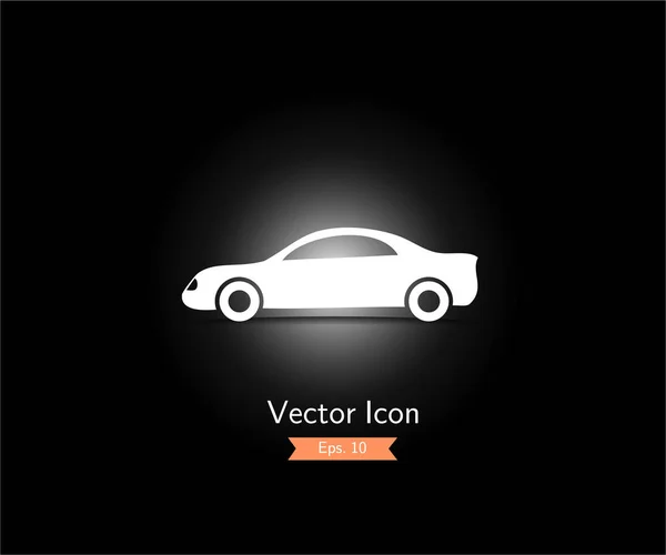 Ícone de carro plano no fundo preto. logotipo automotivo símbolo Vector — Vetor de Stock