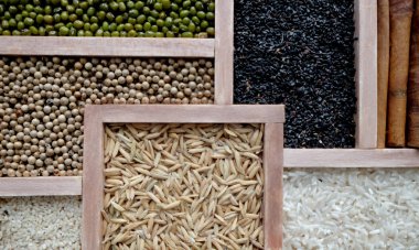 Yasemin pilavı, esmer pirinç, kırmızı pirinç, siyah pirinç, karışık pirinç ve Ri.