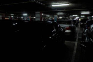 Kullanmak için bokeh ışık Arka Plan ile Soyut bulanıklık araba park