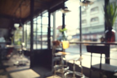 Bulanık kahve dükkanı - Kafe bulanık Bokeh arkaplanlı, klasik tarzlı