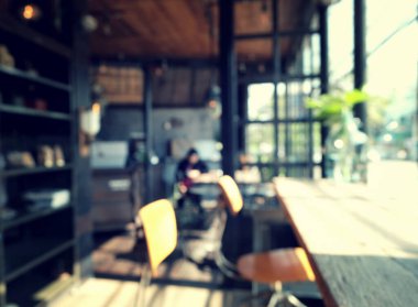 Bulanık kahve dükkanı - Kafe bulanık Bokeh arkaplanlı, klasik tarzlı