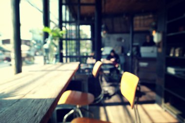 Bulanık kahve dükkanı - Kafe bulanık Bokeh arkaplanlı, klasik tarzlı