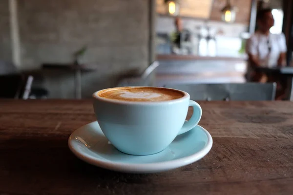 Tazza Caffè Sul Tavolo Nel Caffè Immagine Effetto Stile Vintage — Foto Stock