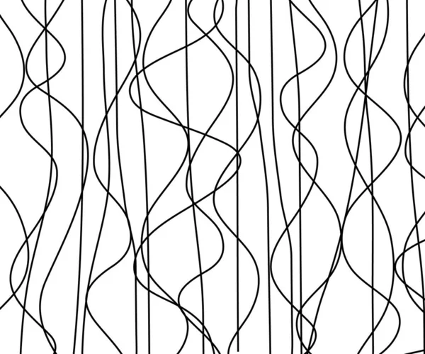 Лінійний Абстрактний Візерунок Намальованими Вручну Лініями Хвиляста Смугаста Векторна Ілюстрація — стоковий вектор