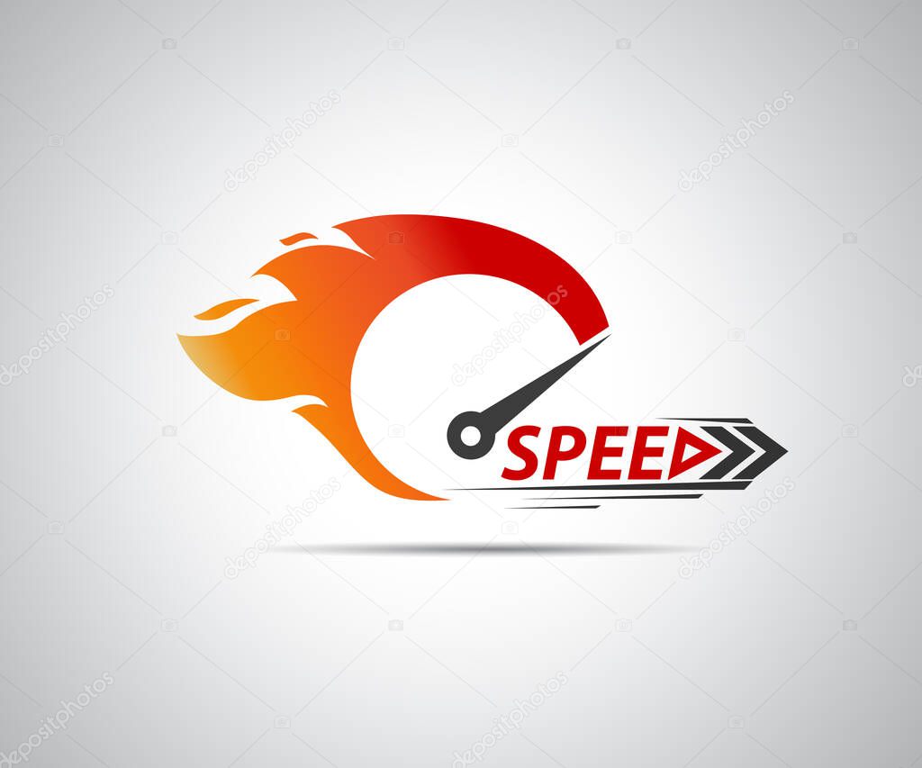 Speed, vector logo racing event, with the main elements of the modification speedometer