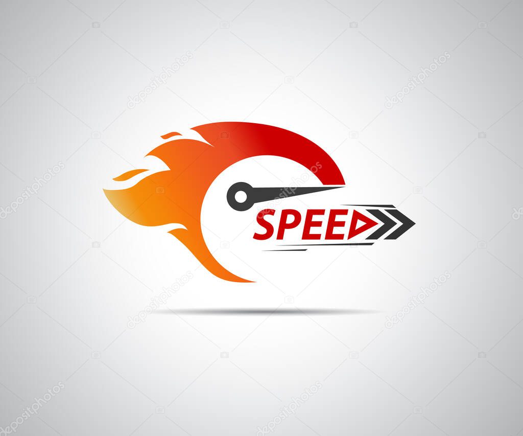 Speed, vector logo racing event, with the main elements of the modification speedometer