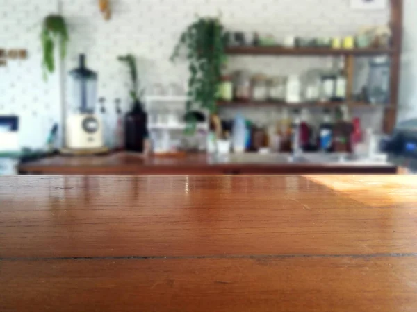 Table Bois Sur Flou Café Café Bar Resturant Fond Peut — Photo