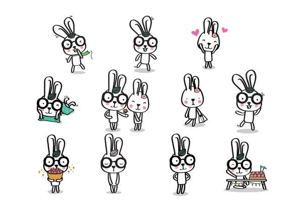 Sevimli Tavşanın Karakter Tasarımını Ayarla — Stok Vektör